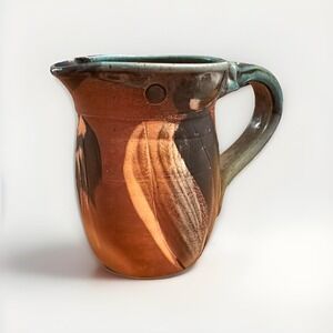 Signed Lee Segal Small Creamer 5" Studio Pottery Stoneware Shino Glaze‎